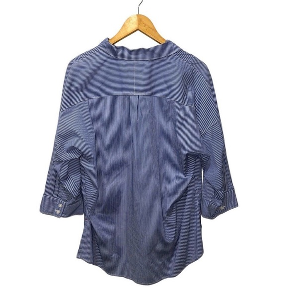 Tommy Bahama Women's Breezy Bliss Stripe Button Down Shirt Size Large Blue White - Picture 11 of 11